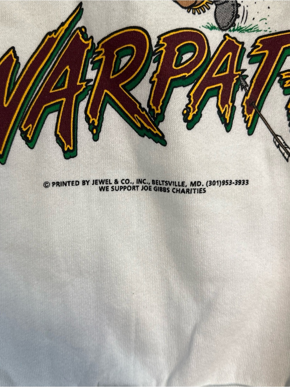 Vintage 90s Washington Redskins Warpath Sweatshirt USA Oneita Mens XL White - Picture 3 of 7